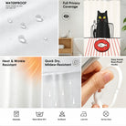 Cute Black Cat with Fish Shower Curtain - Waterproof Fabric for Bathroom Decor