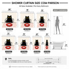 Cute Black Cat with Fish Shower Curtain - Waterproof Fabric for Bathroom Decor