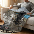 Funny Seagull Pattern Fleece Blanket, Soft Warm Material, Perfect for Home Cozy Moments in Any State