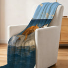 Whimsical Cat Riding Shark Fleece Blanket - Soft & Cozy for Home or Travel