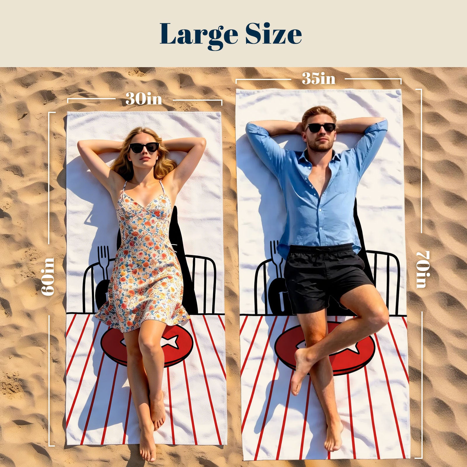 Beach Towel with Cat and Fish Design, Microfiber Material, Perfect for Summer Days in California