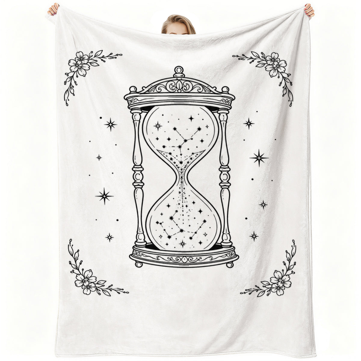Cosmic Hourglass Fleece Blanket - Soft Warm Winter Throw for Cozy Living Room or Gift