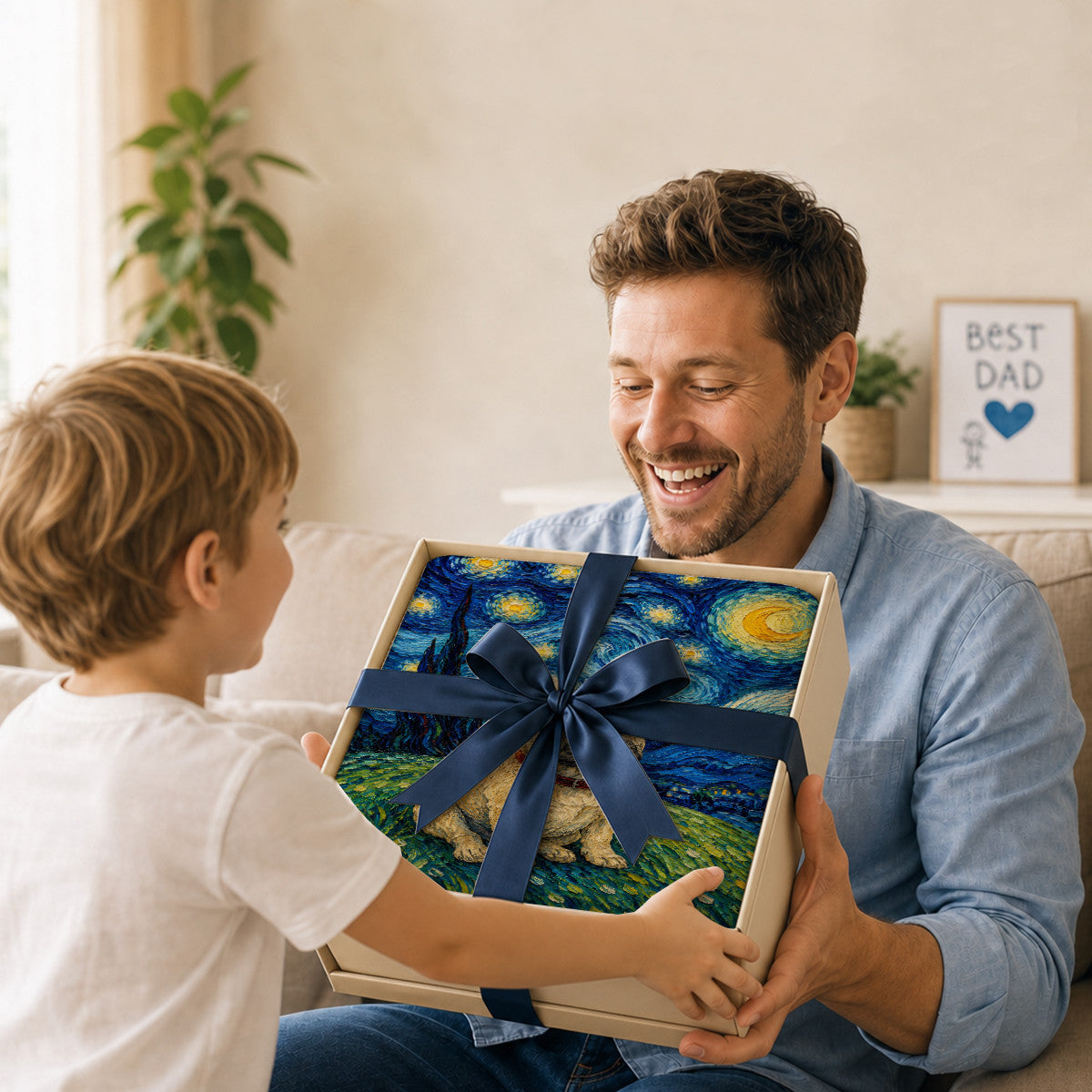 Frenchie Starry Night Blanket Artistic Oil Painting Style Soft Cozy Gift