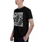 Unisex Black T-Shirt with Tropical Leaf Print, Soft Cotton, Perfect for Summer Outfits