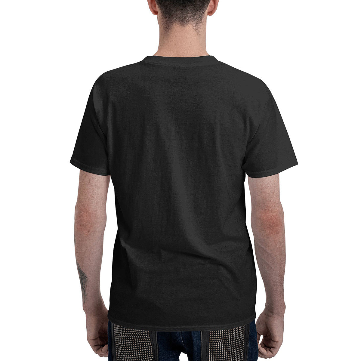Men's Black T-Shirt with Cozy Cat in Monstera Leaf Design, Soft Cotton Material, Perfect for Casual Wear or Gift