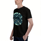 Men's Black T-Shirt with Tropical Cat Design, Soft Cotton, Perfect for Summer or Gift
