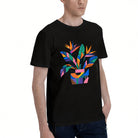 Unisex Black T-Shirt with Vibrant Bird of Paradise Graphic, Soft Cotton Material, Perfect for Casual Wear or Gift