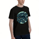 Men's Black T-Shirt with Tropical Cat Design, Soft Cotton, Perfect for Summer or Gift