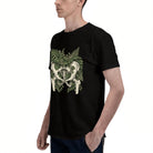 Unisex Black T-Shirt with Botanical Hip Bone Design, Soft Cotton, Perfect for Nature Lovers