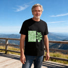 Men's Black T-Shirt with Green Plant Print, Soft Cotton, Casual Wear for Any Occasion