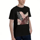 Men's Black T-Shirt with Vibrant Tropical Leaf Print, Soft Cotton Material, Perfect for Summer Outfits