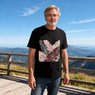 Men's Black T-Shirt with Vibrant Tropical Leaf Print, Soft Cotton Material, Perfect for Summer Outfits