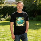 Men's Tropical Sea Turtle Wave Graphic T-Shirt, Soft Cotton, Summer Beach Wear