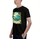 Men's Tropical Sea Turtle Wave Graphic T-Shirt, Soft Cotton, Summer Beach Wear