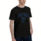 Men's Black Pothos Collector T-Shirt with Leaf Design, Soft Cotton, Casual Wear for Home or Gift