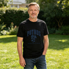 Men's Black Pothos Collector T-Shirt with Leaf Design, Soft Cotton, Casual Wear for Home or Gift