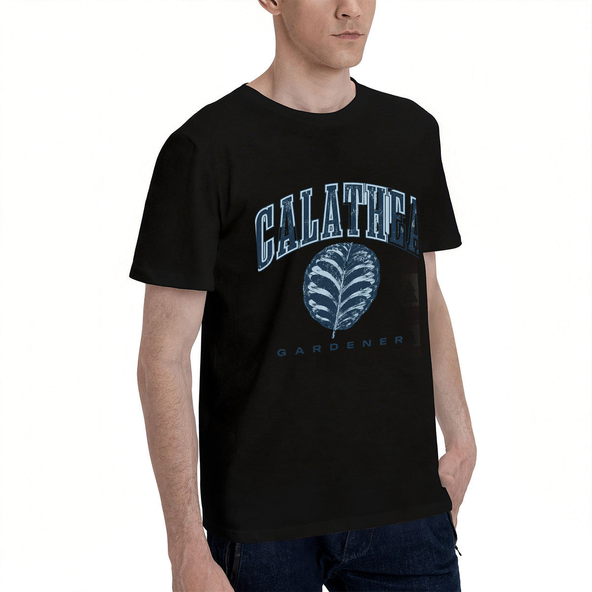 Men's Calathea Gardener T-Shirt, Soft Cotton Graphic Tee for Plant Enthusiasts, Perfect Gift for Garden Lovers in California