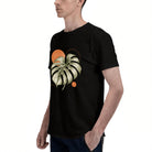 Unisex Black T-Shirt with Monstera Leaf Print, Soft Cotton, Perfect for Casual Wear or Gift