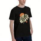 Unisex Black T-Shirt with Monstera Leaf Print, Soft Cotton, Perfect for Casual Wear or Gift