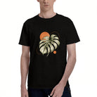 Unisex Black T-Shirt with Monstera Leaf Print, Soft Cotton, Perfect for Casual Wear or Gift