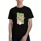 Men's Black T-Shirt with Vibrant Plant Illustration, Soft Cotton, Perfect for Casual Wear or Gift