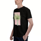 Unisex Black T-Shirt with Palm Leaf in Glass Vase Design, Soft Cotton Material, Perfect for Casual Wear or Gift