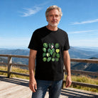 Men's Black T-Shirt with Vibrant Tropical Leaf Print, Soft Cotton Material, Perfect for Casual Wear or Gift