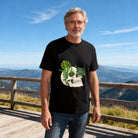 Men's Black T-Shirt with Unique Skull and Green Leaves Design, Soft Cotton Material, Perfect for Casual Wear or Gift