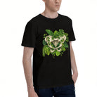 Unisex Black T-Shirt with Unique Tropical Pelvis Design, Soft Cotton Material, Perfect for Casual Wear or Gift