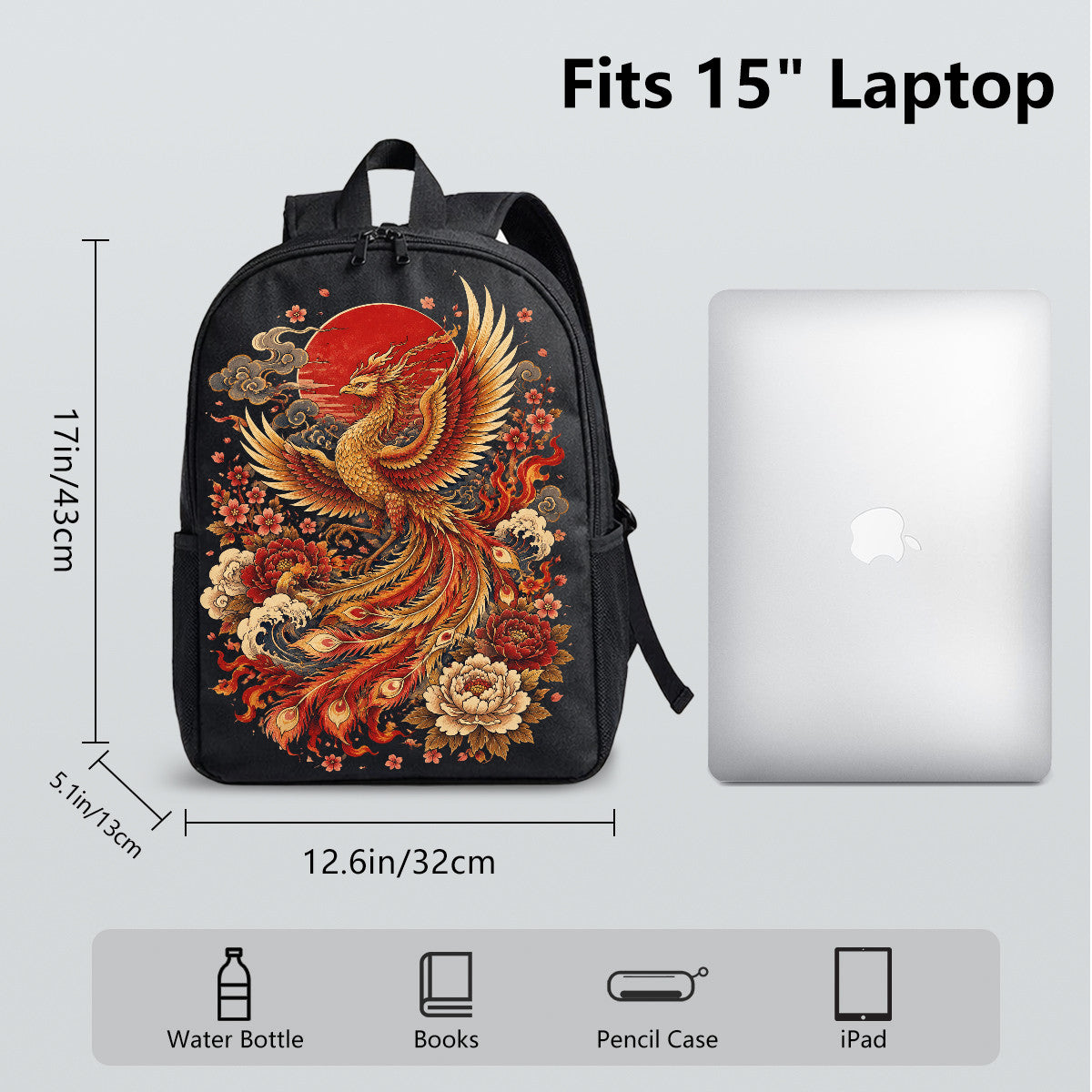 Phoenix Art Backpack with High-Density Weave, Durable Campus & Commute Bag for Everyday Use