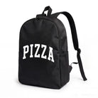 Black Pizza Text Backpack - Durable High-Density Weave, Campus & Commute Ready