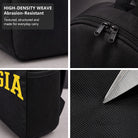 Mangia Black Backpack with Yellow Arch Logo - Durable High-Density Weave for Campus & Commute