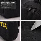 Dolce Vita Black Backpack with Yellow Arch Text, Durable High-Density Weave for Campus & Commute