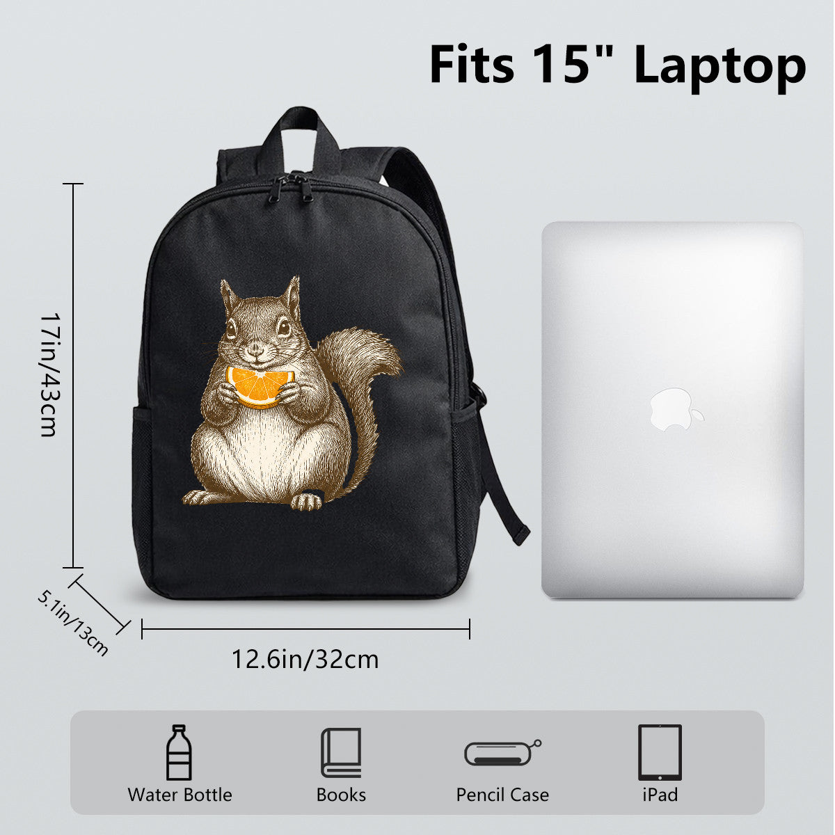 Squirrel Orange Backpack with High-Density Weave, Campus & Commute Ready