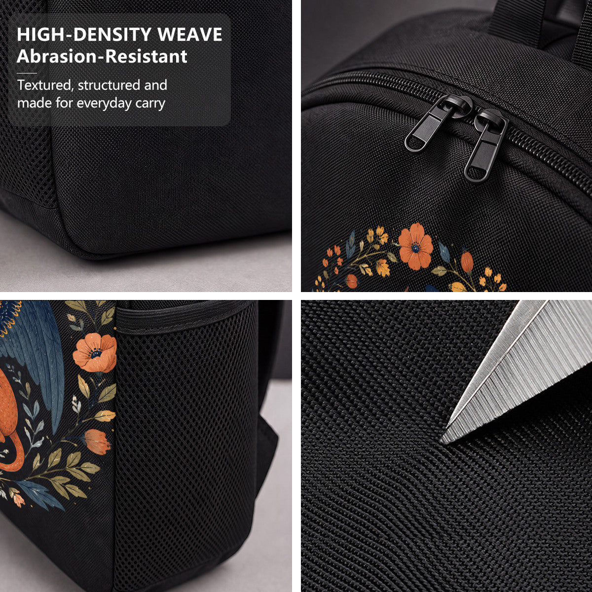 Gryphon Floral Backpack - Durable High-Density Weave, Perfect for Campus & Commute