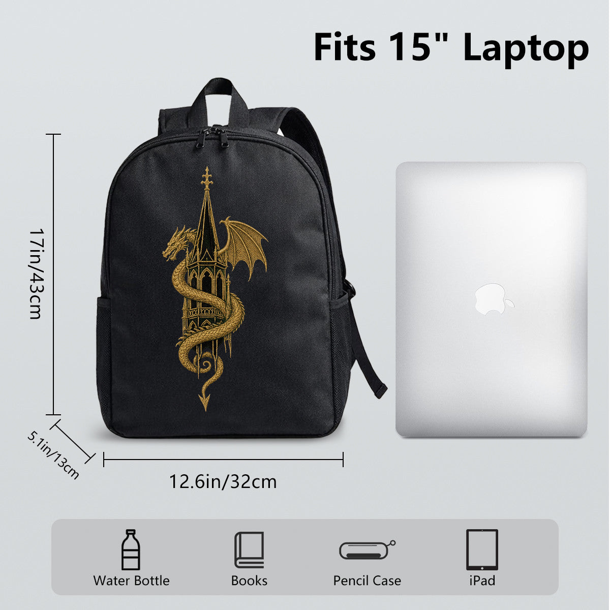 Dragon Cathedral Backpack Gothic Style High-Density Weave Campus Commute Ready