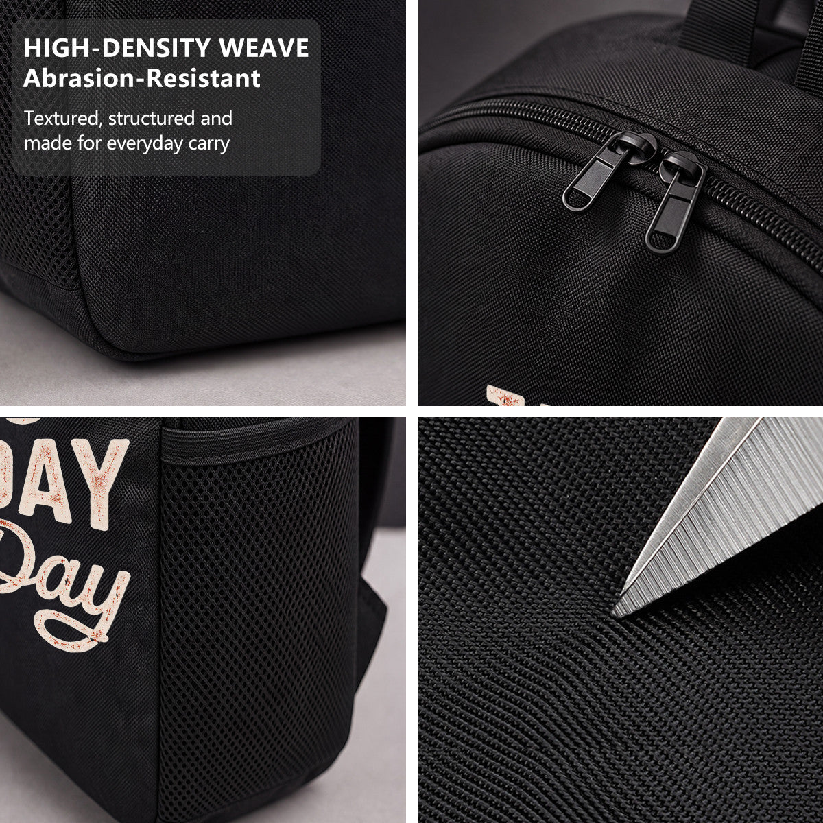 Black Backpack with Taco Tuesday Every Day Print, Durable High-Density Weave for Campus & Commute