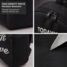 Black Backpack with Eat It Or Starve Text, Durable High-Density Weave, Campus & Commute Ready