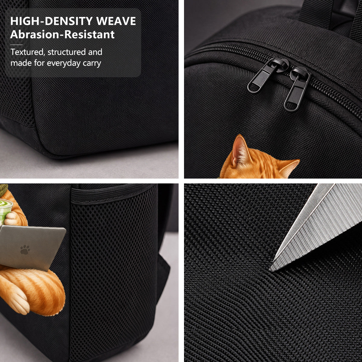 Cat Laptop Beverage Backpack with High-Density Weave, Campus & Commute Ready