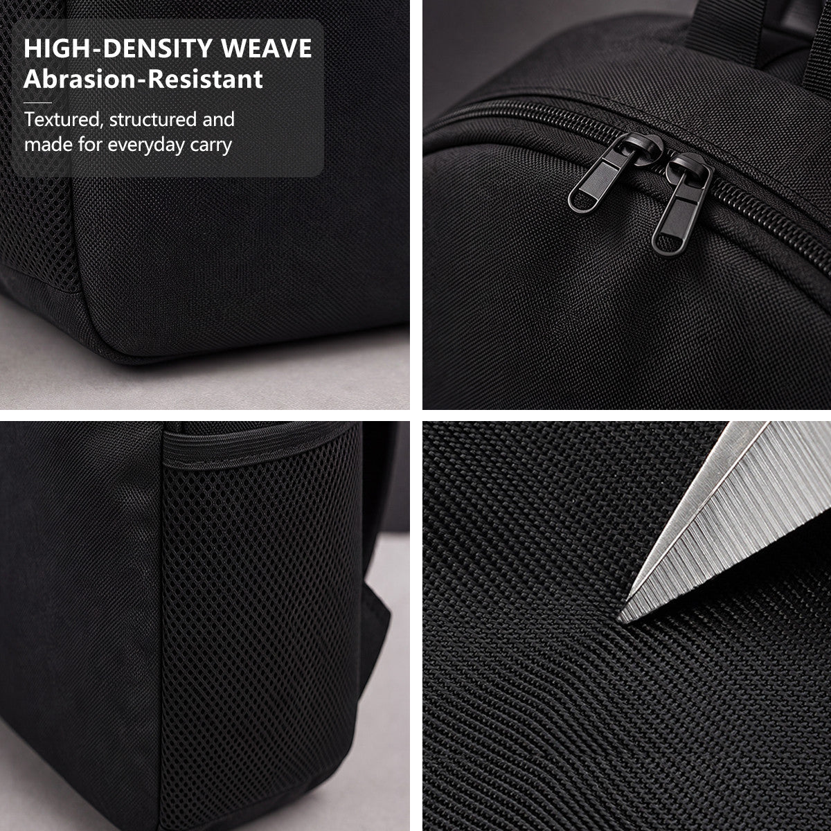 Black Backpack with Golden Key Embroidery, Durable High-Density Weave for Campus & Commute