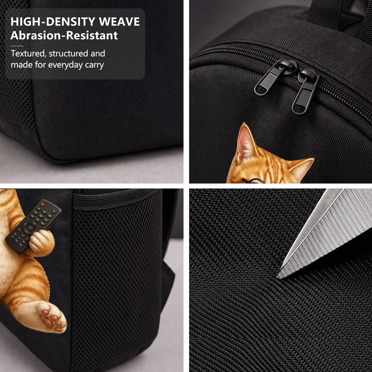 Funny Cat Pizza Slice Backpack - Durable High-Density Weave, Perfect for Campus & Commute