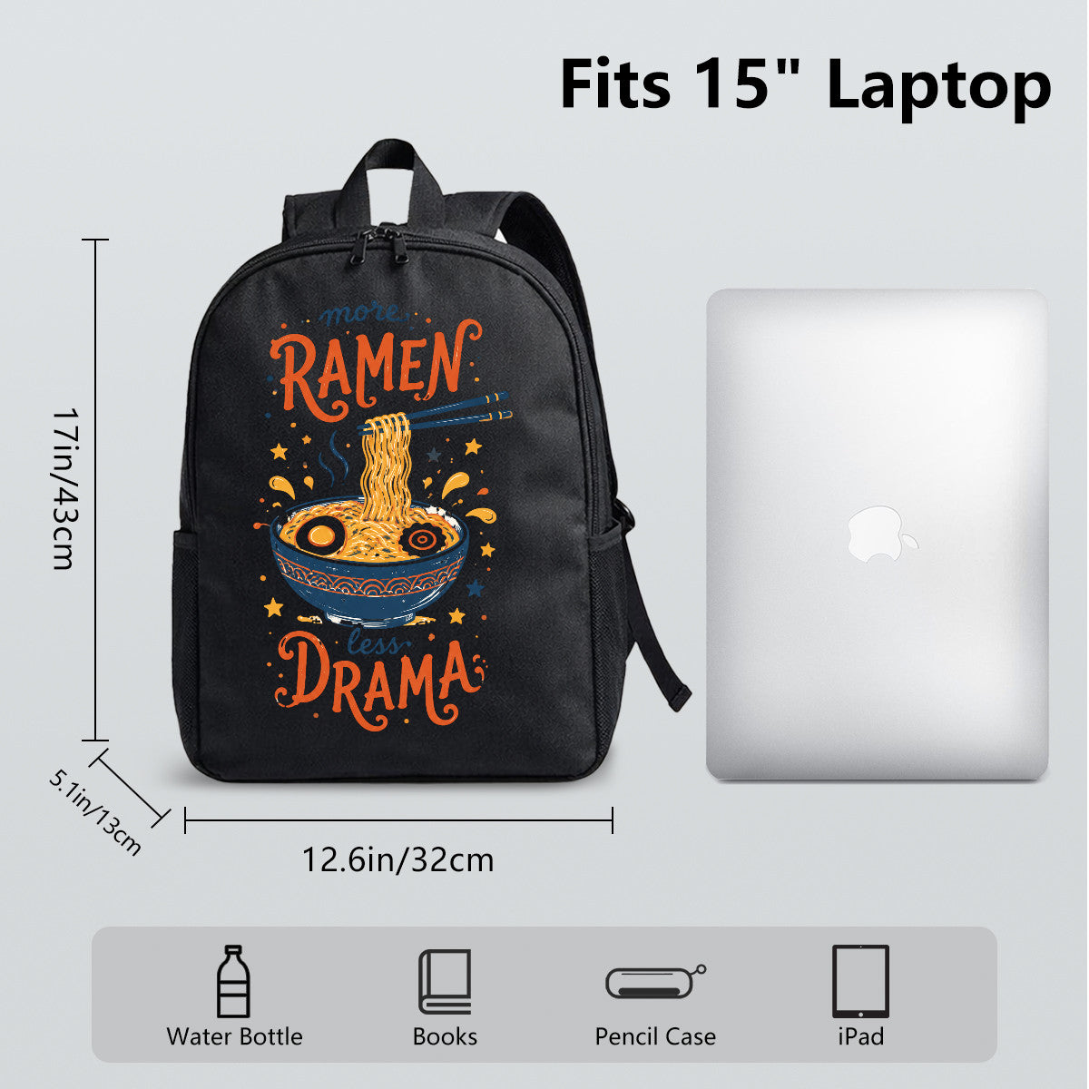 Ramen-Themed Backpack with High-Density Weave - Campus & Commute Ready
