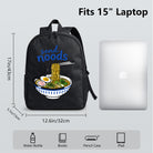 Black Backpack with Noodles Design, Durable High-Density Weave, Campus & Commute Ready