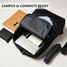 Black Backpack with Noodles Design, Durable High-Density Weave, Campus & Commute Ready