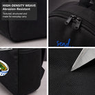 Black Backpack with Noodles Design, Durable High-Density Weave, Campus & Commute Ready