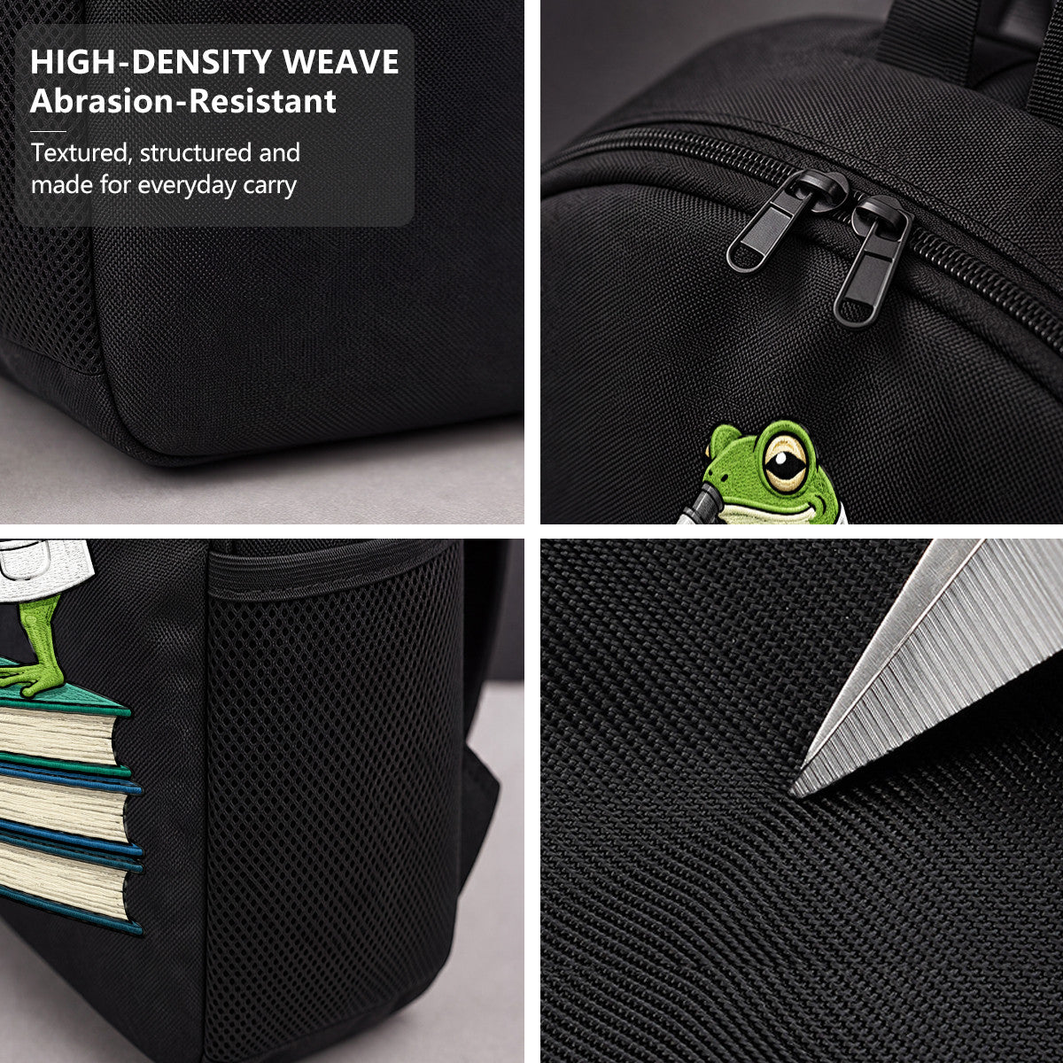 Backpack with Frog Scientist Design, Durable High-Density Weave, Campus & Commute Ready