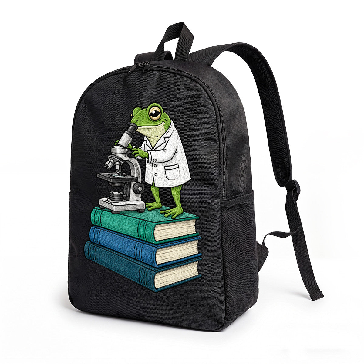 Backpack with Frog Scientist Design, Durable High-Density Weave, Campus & Commute Ready