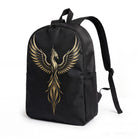 Phoenix Bird Backpack for Campus & Commute - Durable High-Density Weave, Black with Gold Design