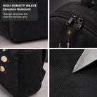 Black Backpack with Golden Sword & Moon Phases Design, Durable High-Density Weave, Campus & Commute Ready