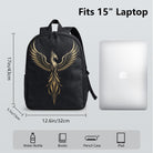 Phoenix Bird Backpack for Campus & Commute - Durable High-Density Weave, Black with Gold Design